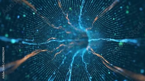 Wallpaper Mural Electric blue lights radiate outward in a futuristic scene with glowing lines and particles. Torontodigital.ca