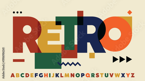 Bold Retro Typography Alphabet Display with Geometric Bauhaus Style for Branding Poster Design and Creative Font Presentation