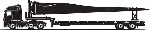 Wind turbine blade transport truck, heavy haulage vehicle, oversized cargo carrier, industrial transportation