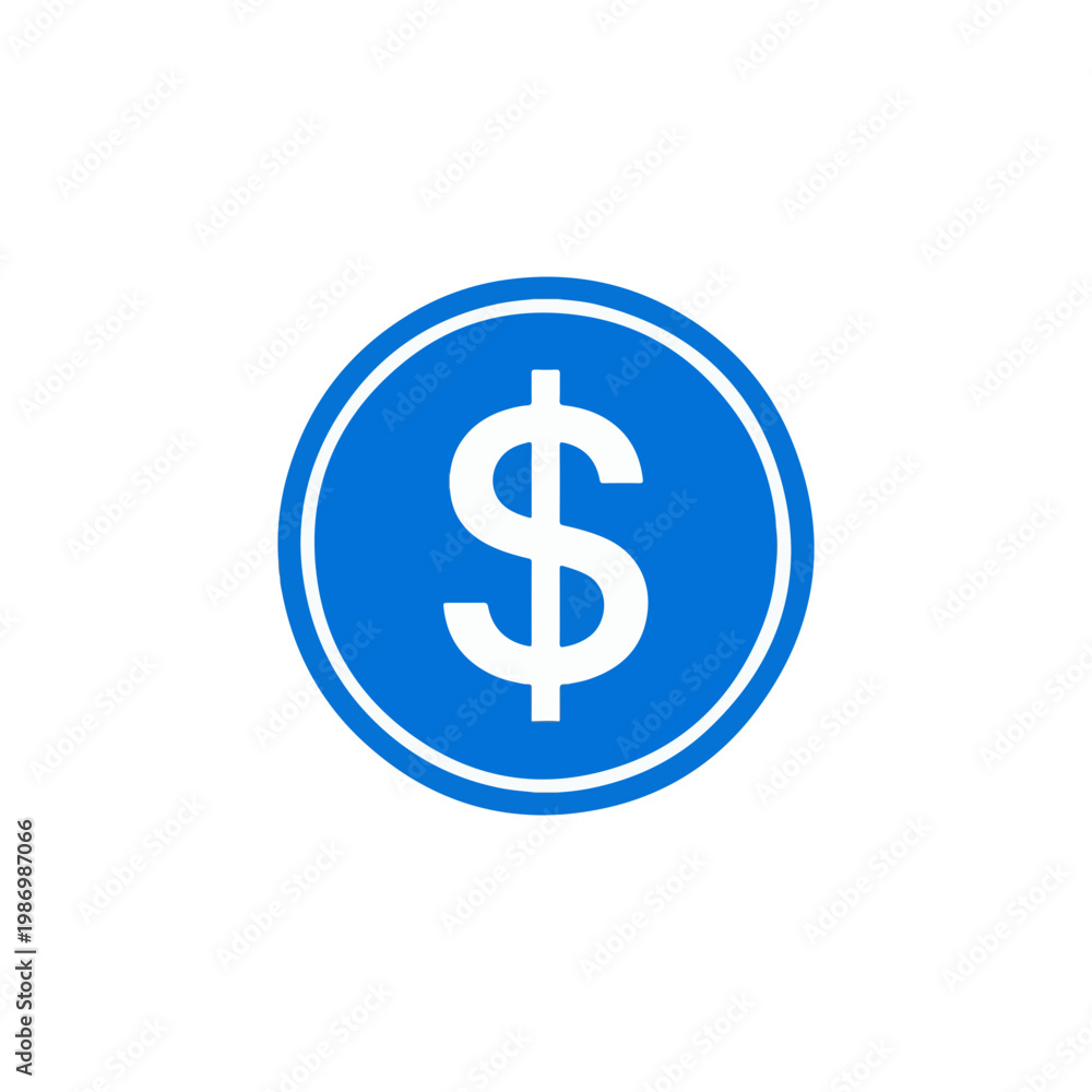 Fototapeta premium Blue Coin with Dollar Sign Icon