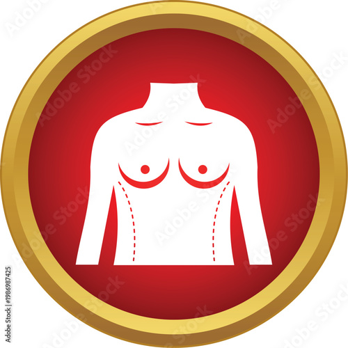 Female torso icon showing breast augmentation or reduction plastic surgery marks