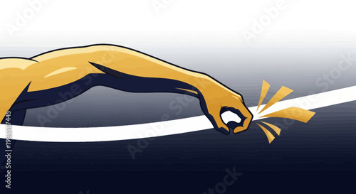 Momentum And Motion Hand Breaking Through A Barrier