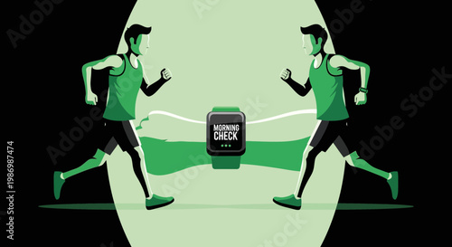 Morning Fitness Challenge Athletes Compete Smartwatch Tracking Progress Health Goals Victory