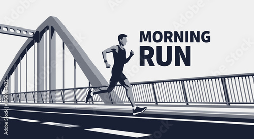 Morning Runner On Bridge A City Sunrise Jog