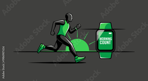 Morning Runner With Smartwatch Tracking Daily Activity Goals