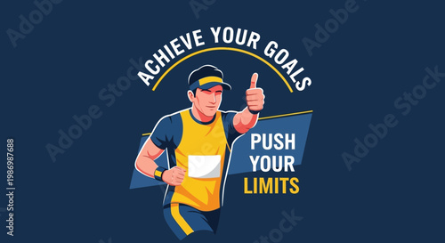 Motivational Runner Achieving Goals With Thumbs Up Pose