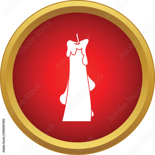 Red circular icon with a white silhouette of a burnt out candle and dripping wax
