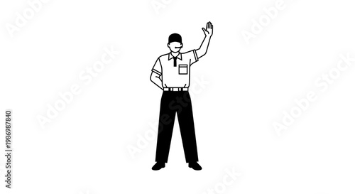 Official Signals Halt with Raised Hand