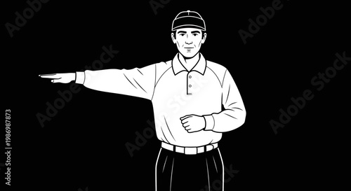 Official Sports Referee Gesturing With Hand and Arm Extended Straight