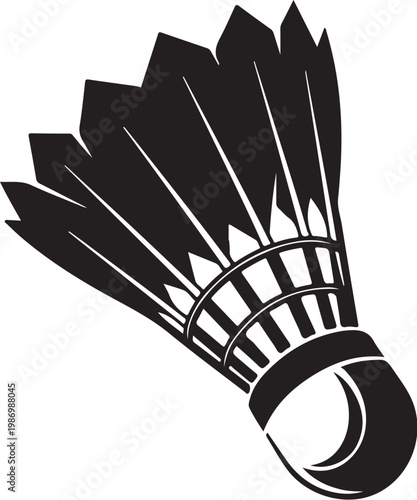 Badminton Shuttlecock, Sports Icon, Black Vector, Feathered Game Piece, Athletic Symbol