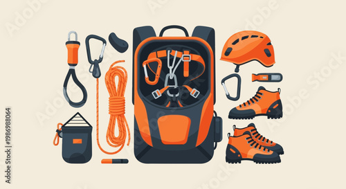 Outdoor Adventure Gear Collection For Climbing And Hiking