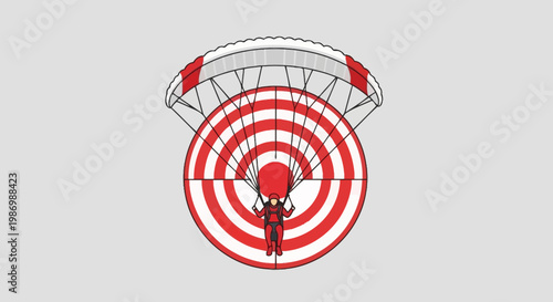 Parachutist Descends Onto Central Target Goal