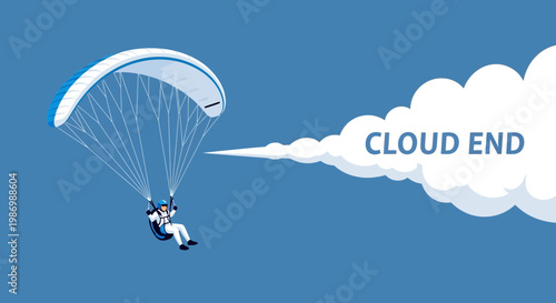 Paraglider Descending Beyond The Cloud Edge