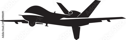 Airplane, drone, aircraft, silhouette, black, vector, icon, aviation