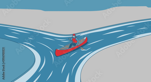 Navigating Life's Crossroads A Solo Canoeist Faces a Fork in the River