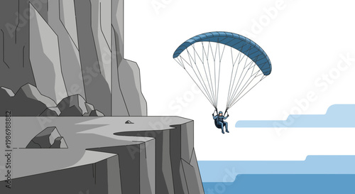 Paraglider Leaps From Majestic Cliffside into Sky Adventure