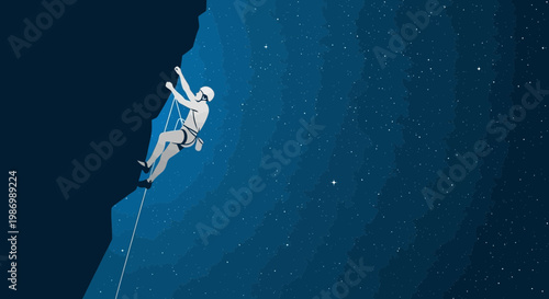 Nighttime Ascent Climber Navigates Stellar Sky