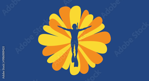 Ocean Bloom Diver Silhouette Artistic Concept