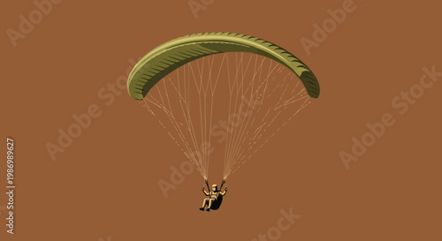 Paraglider Soaring High With Open Sky Adventure