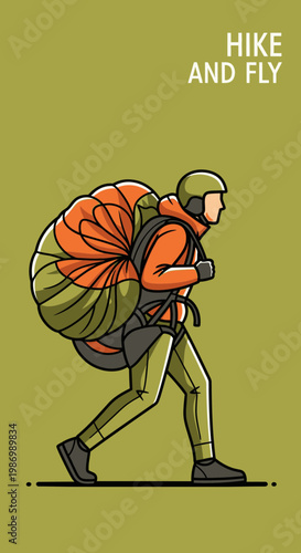 Paragliding Adventure Enthusiast Carrying Gear For Extreme Sports