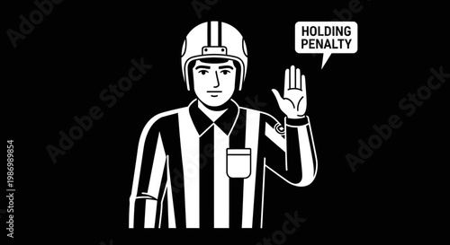 Official Flag Signaling Holding Penalty During Sports Game Illustration