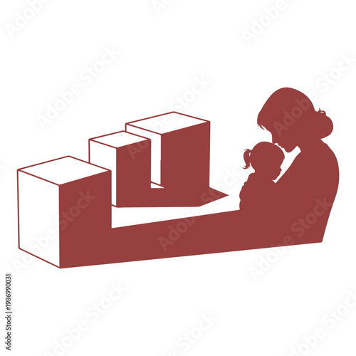 Happy Mother’s Day Vector Illustration, Mom Love Typography Design, Floral Heart Shape, Elegant Greeting Card Template, Hand Drawn Flowers, Family Celebration Concept, Minimal White Background.