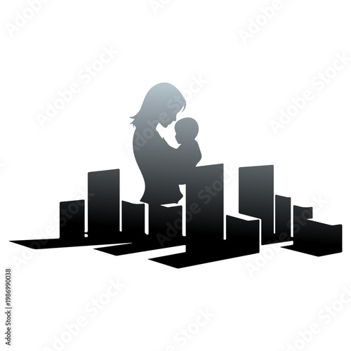 Happy Mother’s Day Vector Illustration, Mom Love Typography Design, Floral Heart Shape, Elegant Greeting Card Template, Hand Drawn Flowers, Family Celebration Concept, Minimal White Background.