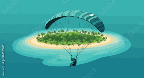 Paragliding Adventure Over a Lush Tropical Island Paradise
