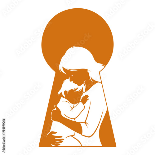 Happy Mother’s Day Vector Illustration, Mom Love Typography Design, Floral Heart Shape, Elegant Greeting Card Template, Hand Drawn Flowers, Family Celebration Concept, Minimal White Background.