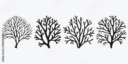 Coral simple smooth logo illustration vector set