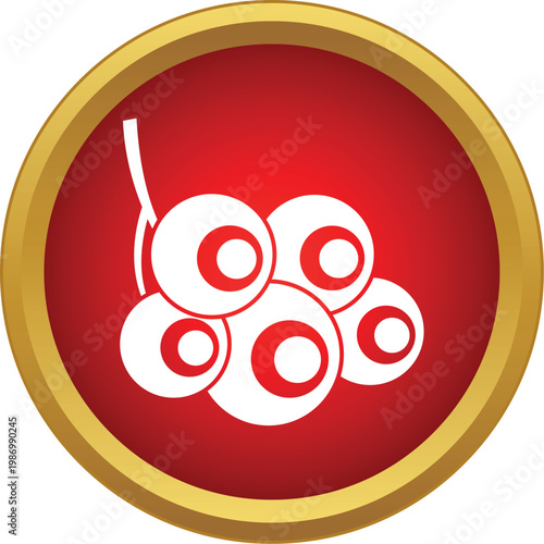 Berries icon in a gold bordered red circle representing healthy eating