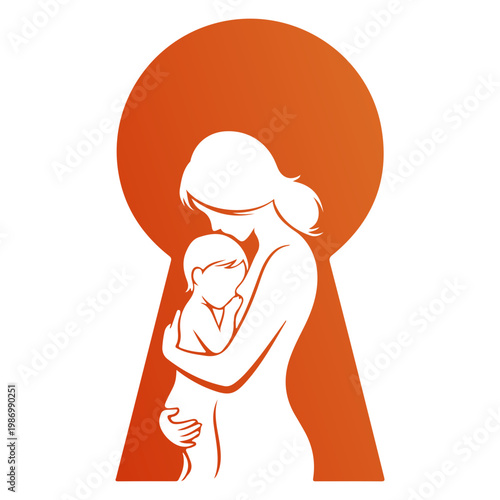 Happy Mother’s Day Vector Illustration, Mom Love Typography Design, Floral Heart Shape, Elegant Greeting Card Template, Hand Drawn Flowers, Family Celebration Concept, Minimal White Background.