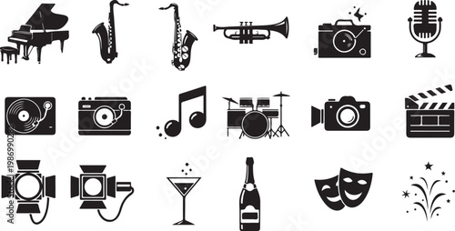 Entertainment icons for music film and media production