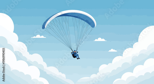 Paragliding Above Fluffy Clouds Sky Adventure