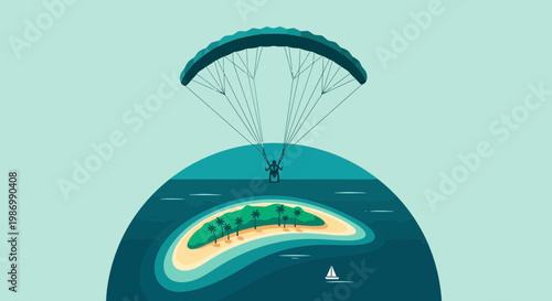Paragliding Adventure Over Tropical Island Paradise
