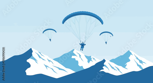 Paragliding Above Snowy Peaks Adventure Sky Activity