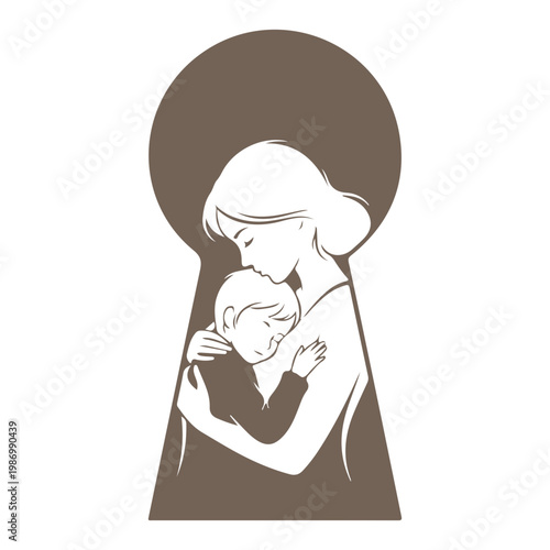 Happy Mother’s Day Vector Illustration, Mom Love Typography Design, Floral Heart Shape, Elegant Greeting Card Template, Hand Drawn Flowers, Family Celebration Concept, Minimal White Background.