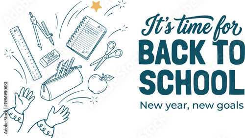 Back to School Season Promotional Banner for Educational Campaigns, Retail Marketing, and Semester Kickoff Announcements