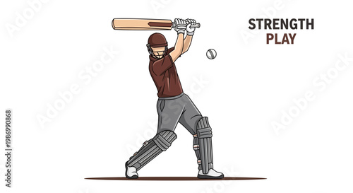 Powerful Cricket Player Executing A Strong Shot