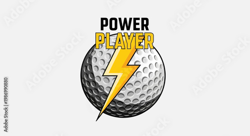 Powerful Golf Ball With Lightning Bolt Energy Symbol