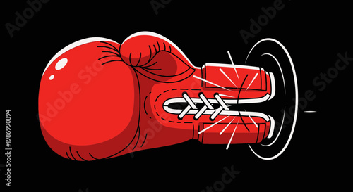 Powerful Red Boxing Glove Impact Illustration Striking Force