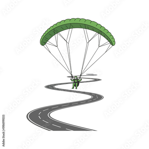 Paragliding Over a Winding Road Adventure