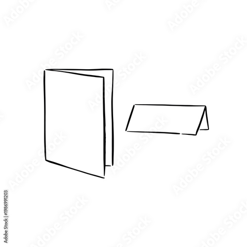 Blank card and place card. Hand drawn individual vectors, templates of printable items.