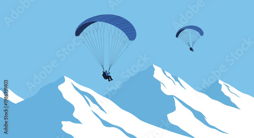 Paragliding Over Snowcapped Mountains Adventure And Freedom In The Sky