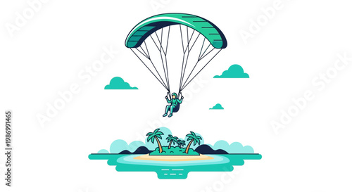 Paragliding Over Tropical Island Adventure Sky