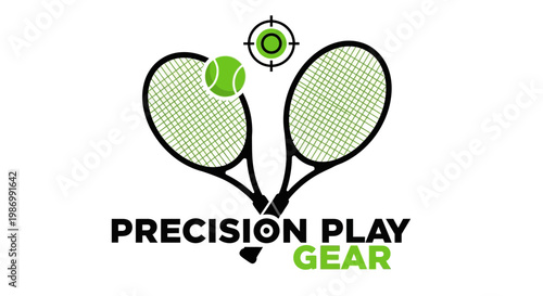 Precision Play Gear Tennis Rackets and Ball Logo Design