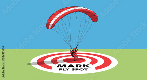 Precision Paraglider Landing On Target Zone Illustration