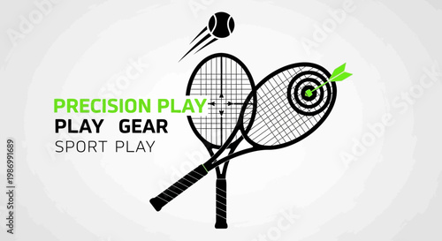 Precision Play With Tennis Racquets And Target Concept