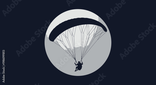 Paragliding Silhouette Against The Moon Adventure Freedom