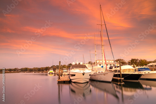 colorful sunset at the White Hall Boat Landing on Factory Creek in Beaufort